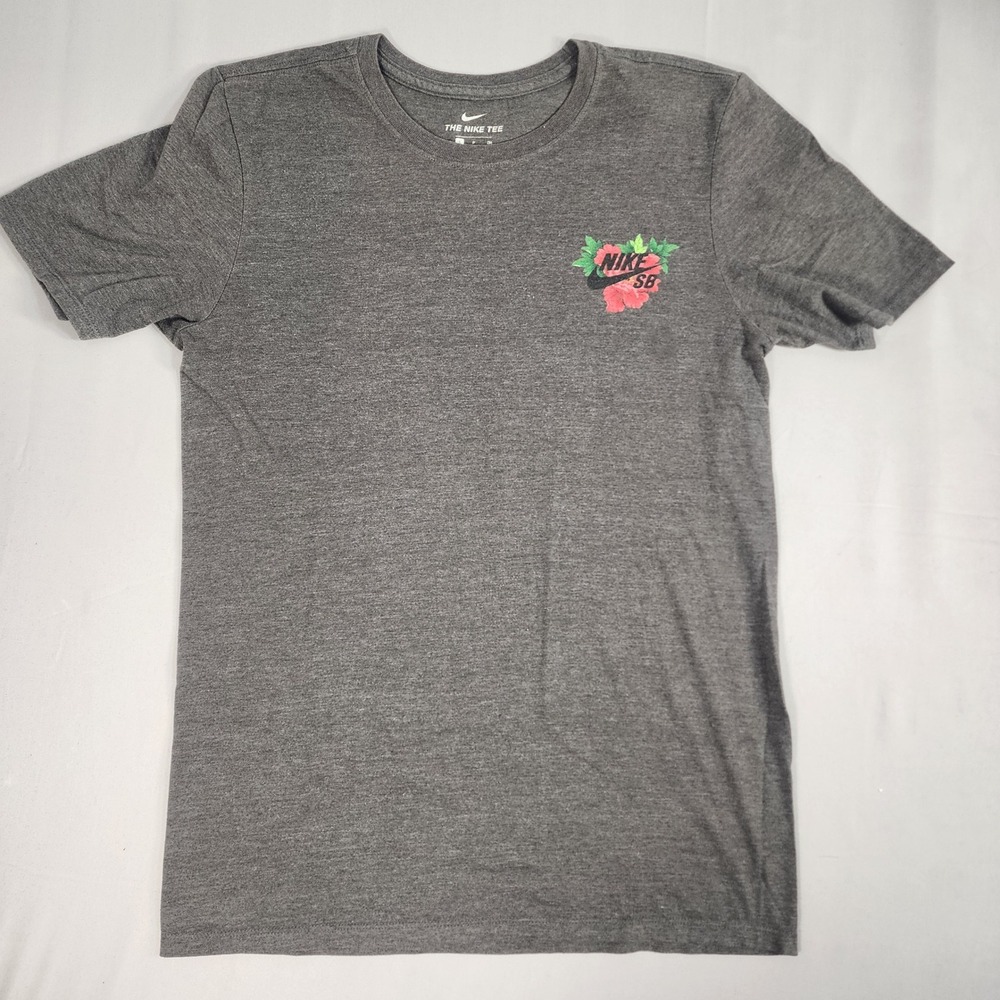 Nike SB T-Shirt Mens Small Gray Excellent Floral Graphic Athletic Cut Tee